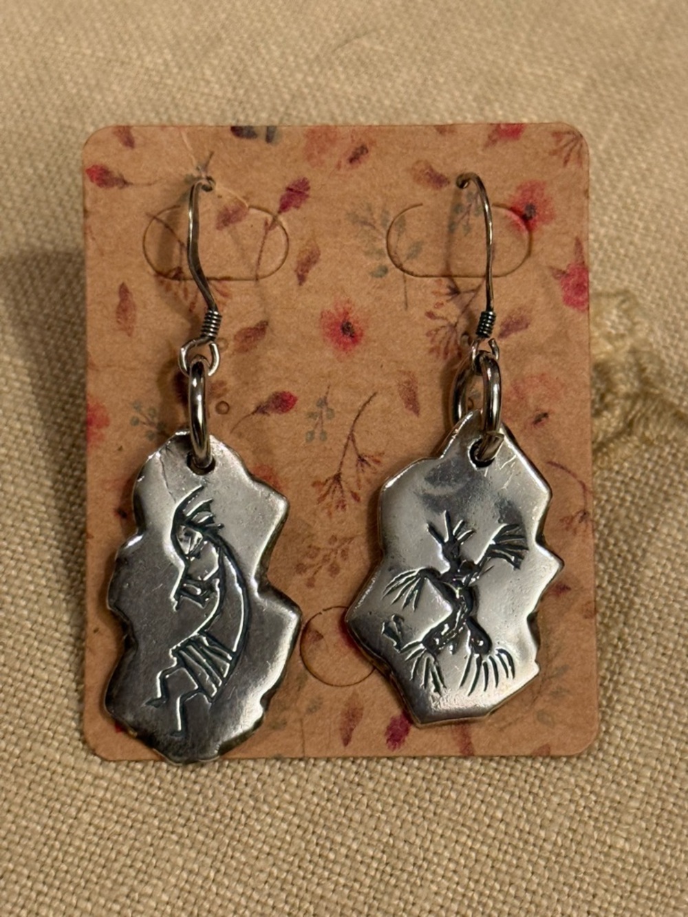 Native American Indian Designed Earrings - Sterling Silver